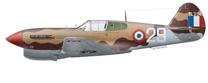 This Curtiss P-40F Warhawk (s/n 41-13901) was an ex-RAF Kittyhawk Mk II (serial FL294), operated by the Centre d'Instructions à la Chasse based in Meknès, French Morocco.